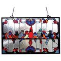 Chloe Lighting Chloe CH1P982RA32-GPN 32 x 20 in. Lighting Tiffany Glass Featuring Gathering Birds Window Panel CH1P982RA32-GPN